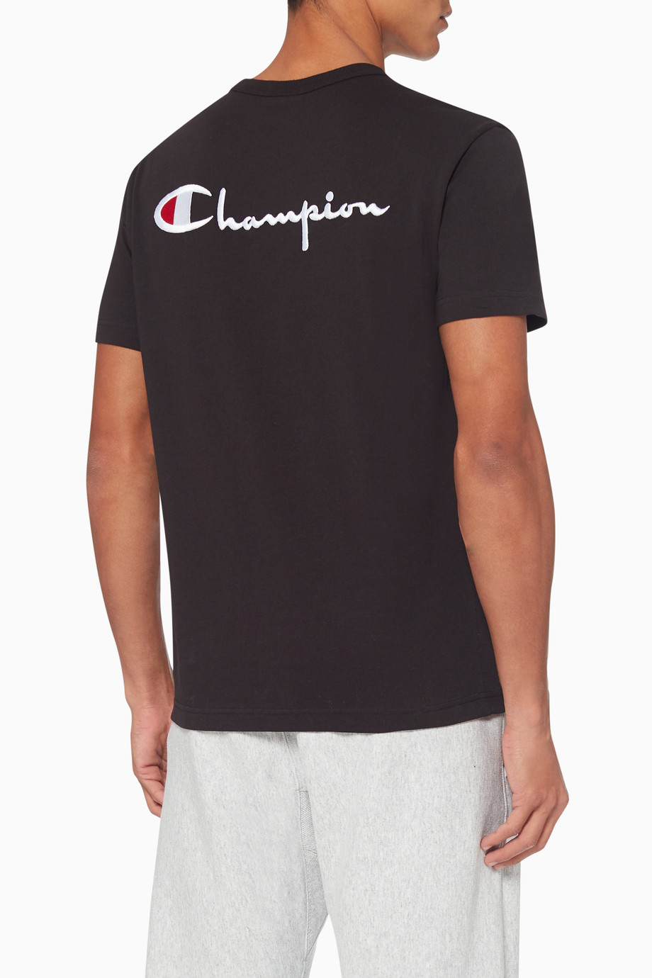 Shop Champion Black Embroidered Logo T-Shirt for Men ...