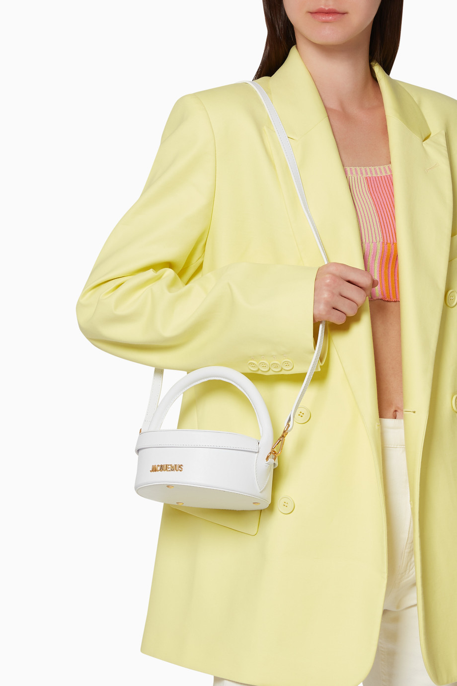 Shop Jacquemus White La Boîte à Gateaux Leather Bag for Women | Ounass UAE