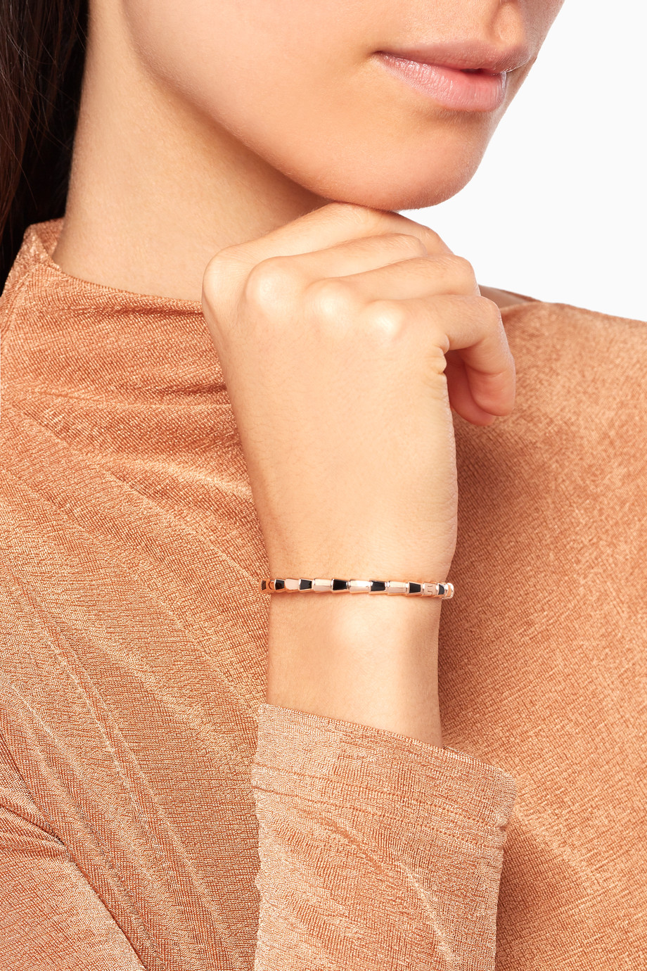 Shop BVLGARI Rose Gold Serpenti Viper Onyx Bracelet for Women | Ounass UAE