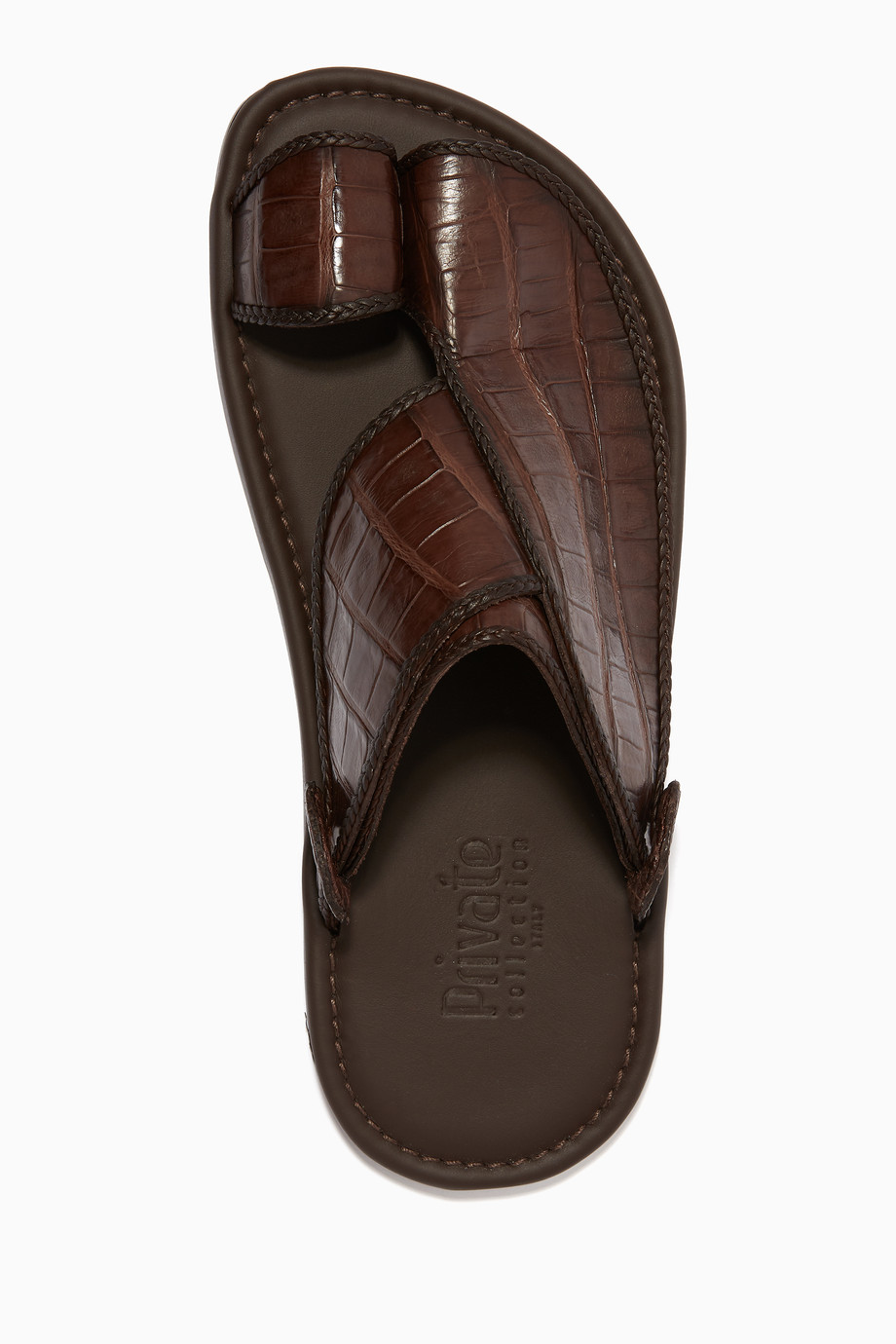 PRA CROCODILE LEATHER MOTIF SANDALS BLACK CALFSKIN