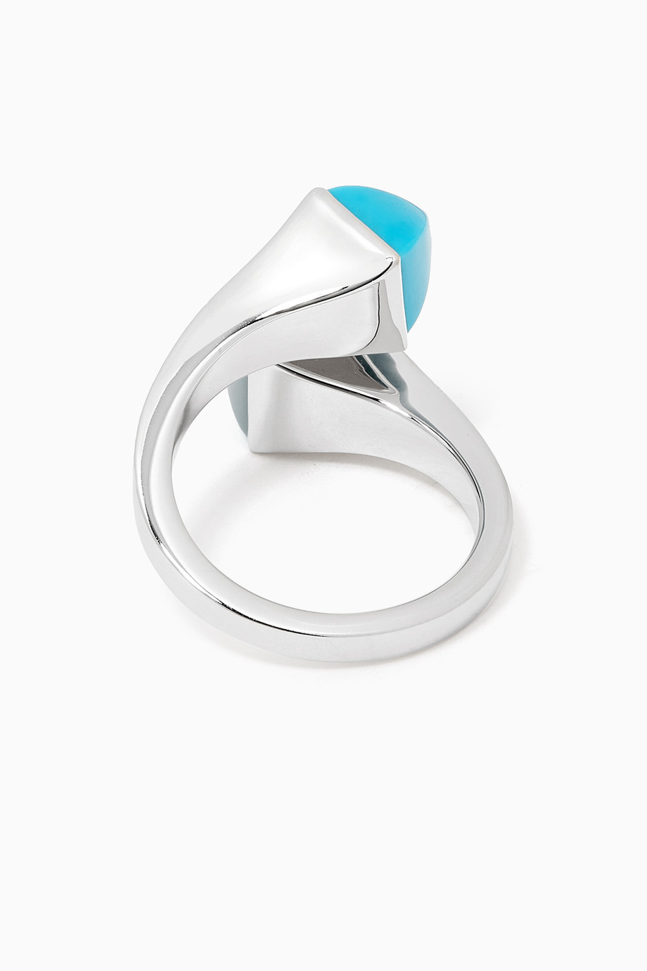 Shop Marli Silver Cleo Statement Turquoise & Diamond Ring in 18kt White ...