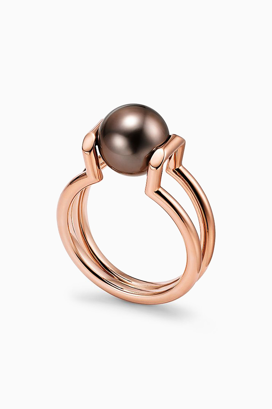 Shop Tiffany & Co. Rose Gold Tiffany HardWear Tahitian Black Pearl Ring