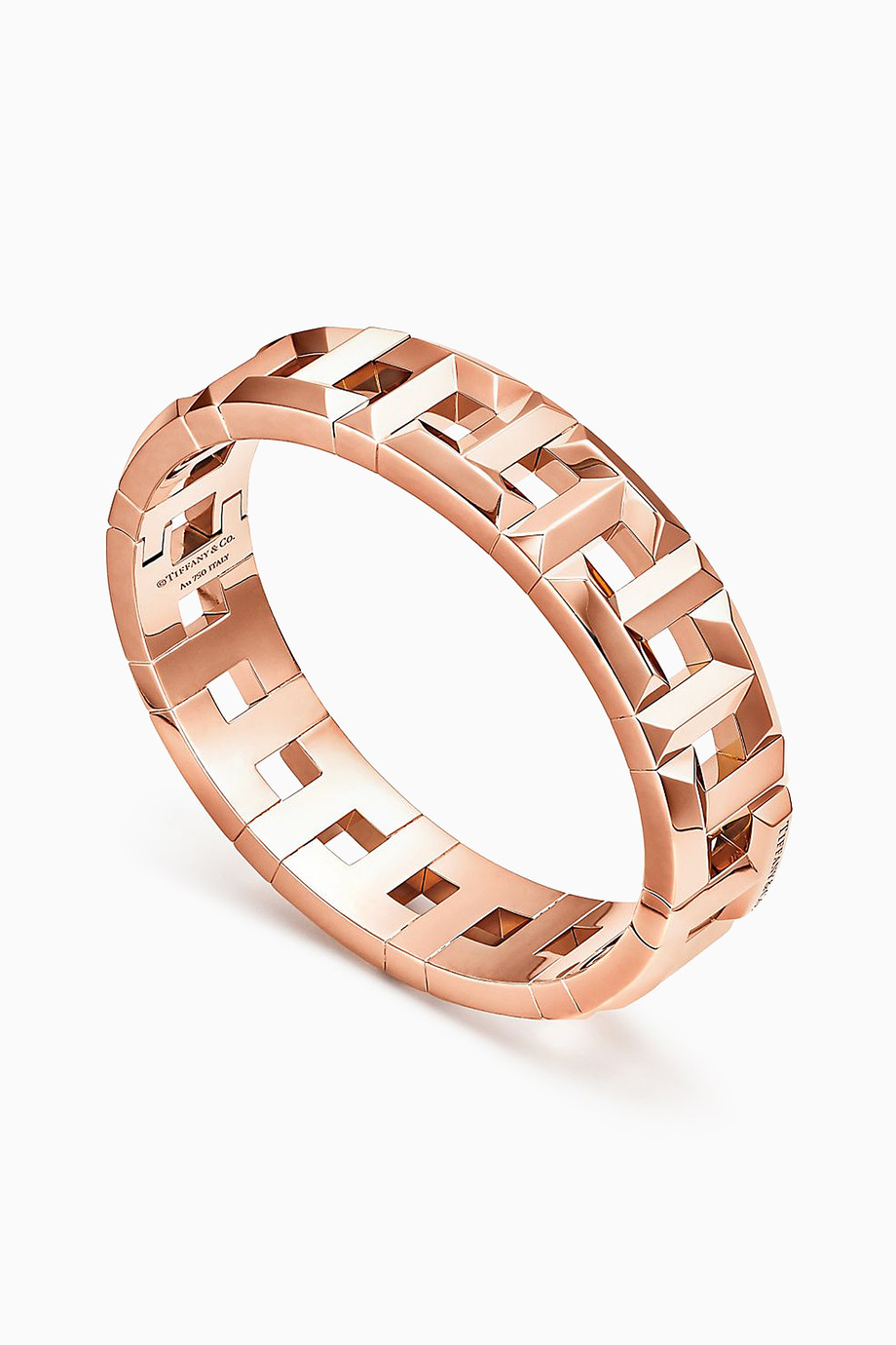 Shop Tiffany & Co. Rose Gold Tiffany T True Hinged Bracelet in 18kt