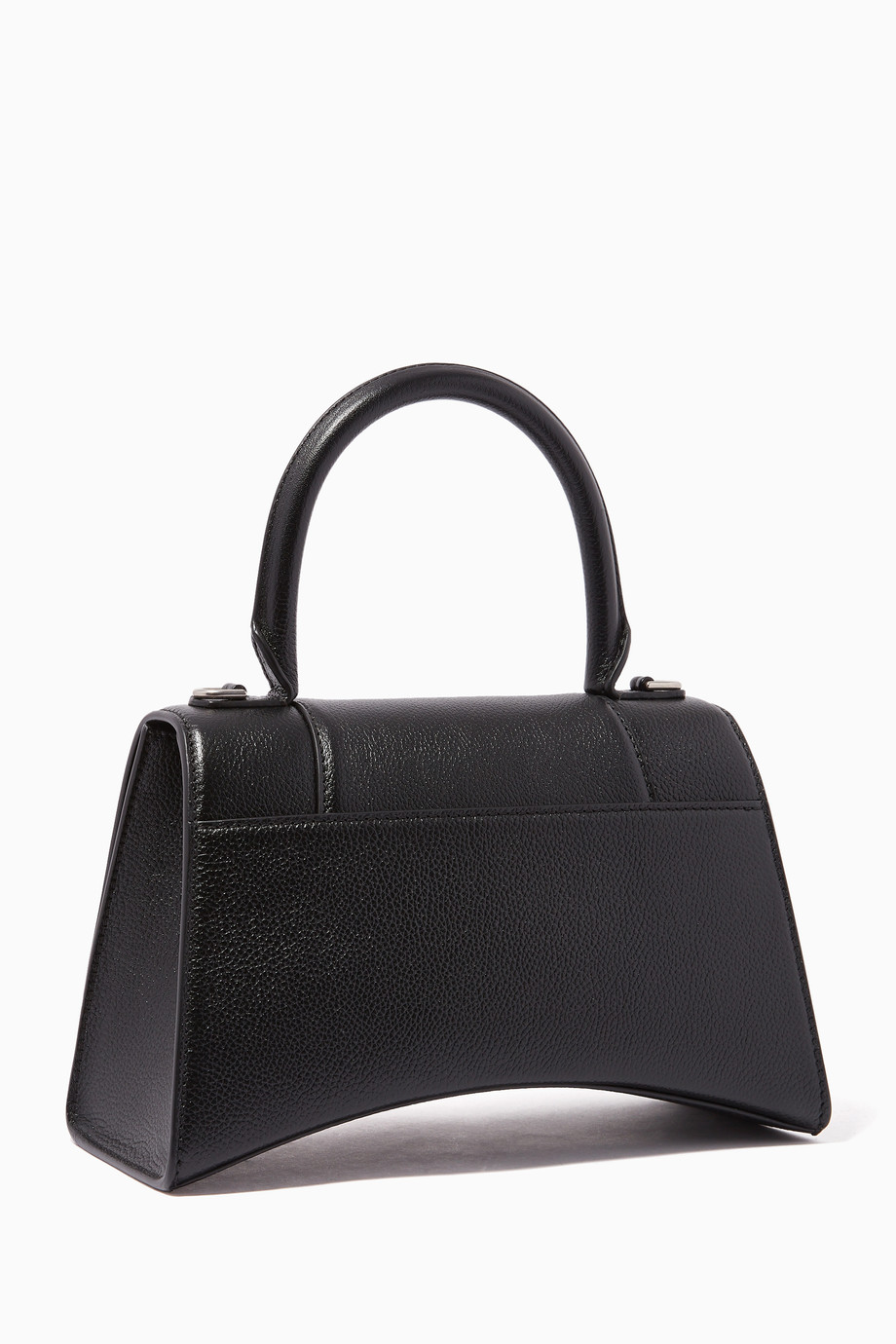 Shop Balenciaga Black Hourglass Small Top Handle Bag in Grained ...