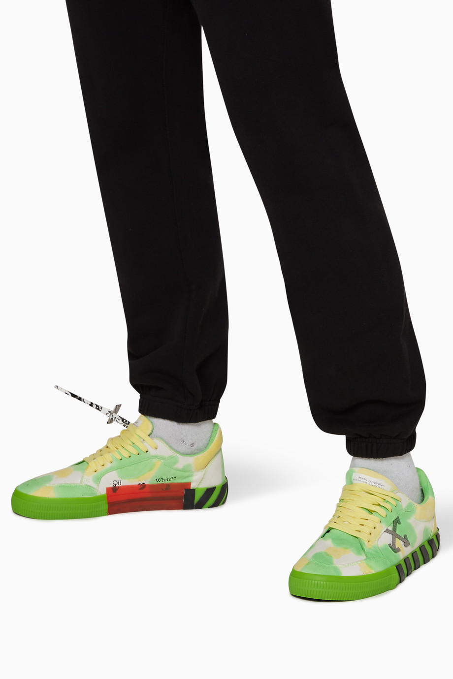 Shop Off-White Green Tie-Dye Vulcanized Sneakers in Canvas for Men ...