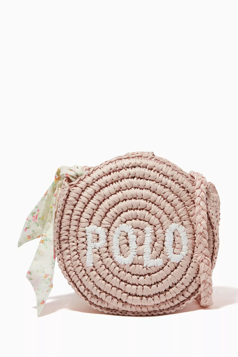 Shop Polo Ralph Lauren Pink Logo Raffia Crossbody Bag for KIDS | Ounass UAE