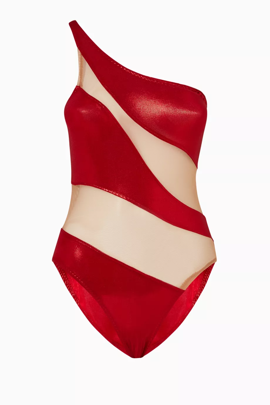 Shop Norma Kamali Red Snake Mesh Mio Foil One-piece Swimsuit for WOMEN |  Ounass Saudi Arabia